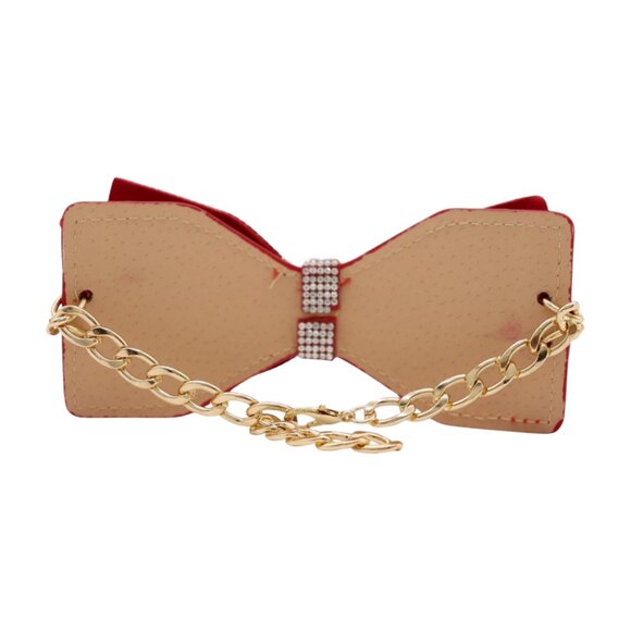 NEW Women 2PC Gold Metal Boot Chain Bracelet Shoe Anklet Bling Red Bow Tie Charm main image 5